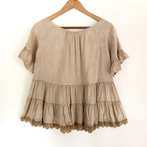 Altar’d State‎ alter’d babydoll swing top beige S - Picture 6 of 8